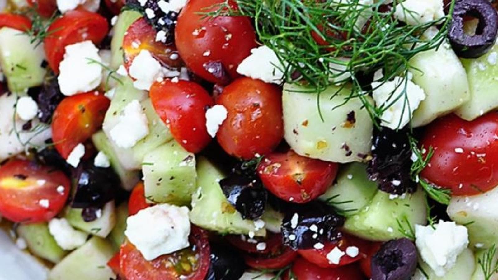 Salade grecque de tomates cerises et fromage feta